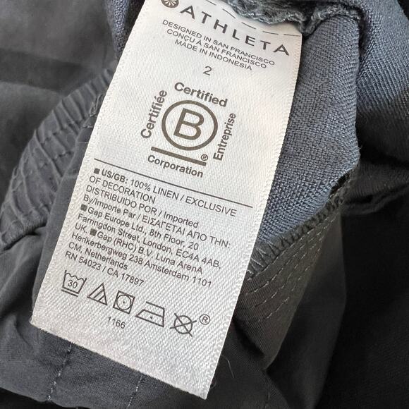 Athleta Voyager Linen Pants Women's Size 2 Granite Blue Adjustable Waist Relaxed - Picture 10 of 12